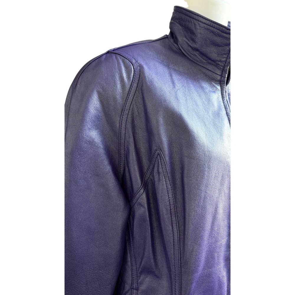 NEw Vintage Y2K Wilsons Leather Jacket Limited Edition Metallic Purple Mock XL - Picture 6 of 13